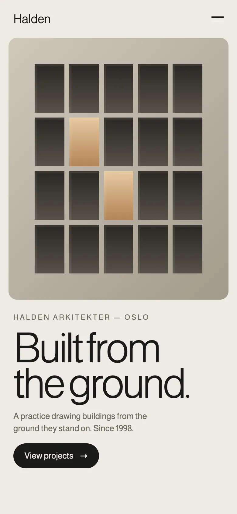 Halden homepage on mobile.
