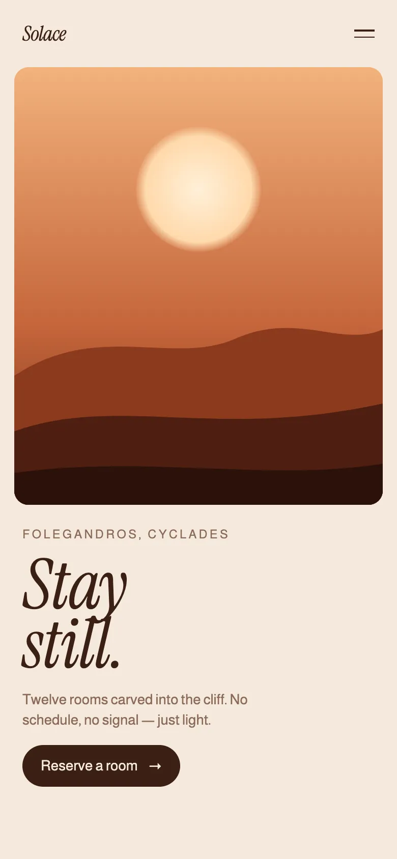 Solace homepage on mobile.